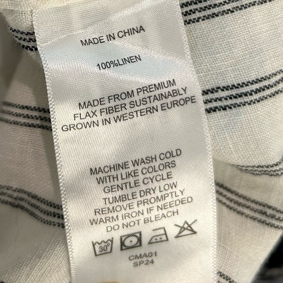 Quince 100% linen Striped Short Sleeve Dress - Neutral Stripes medium - Picture 7 of 7